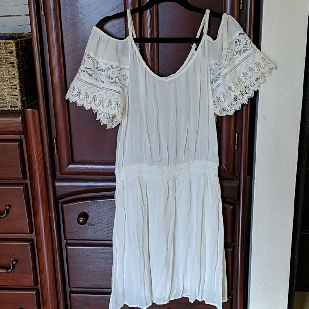 White cold shoulder dress